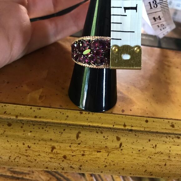 Natural Rhodolite Garnet Sterling Silver Ring Size 8 - Picture 5 of 6